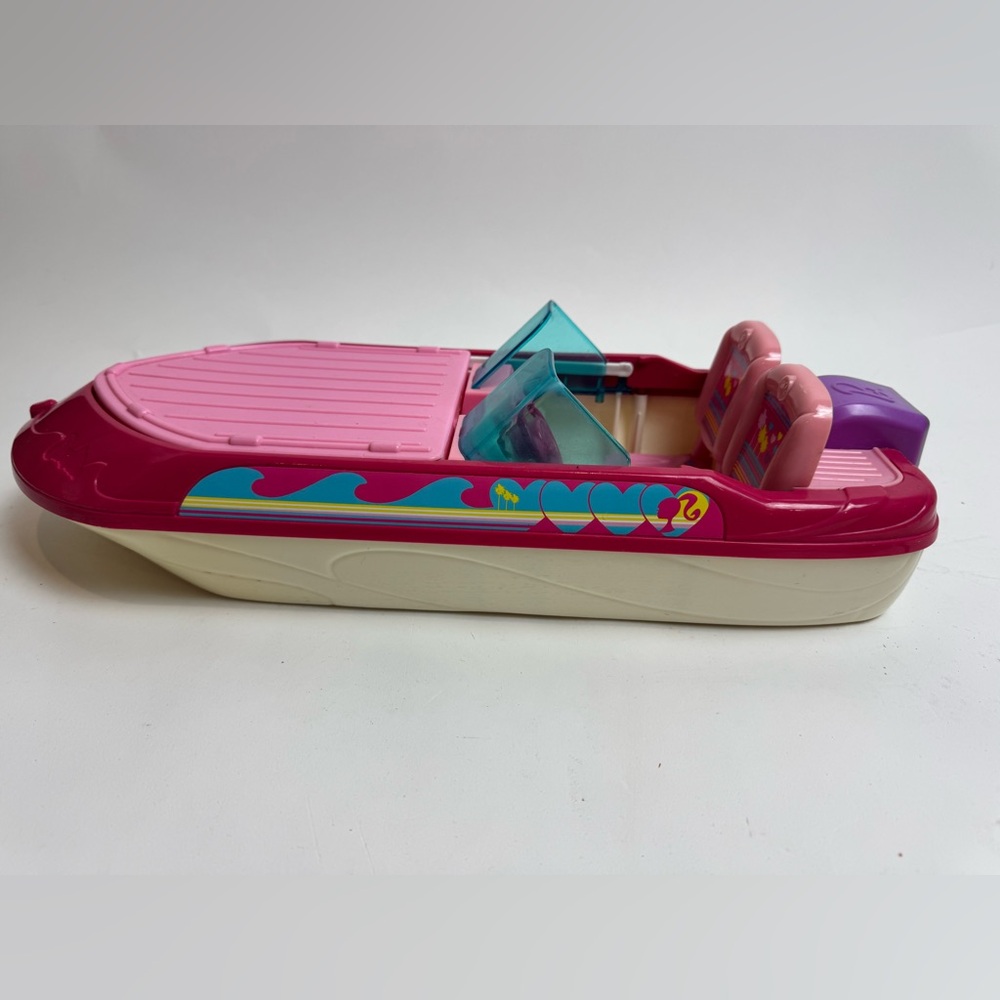 Mattel Barbie Doll Glam Pink Speedboat With Sun Canopy 2013 4 Seats 17"
